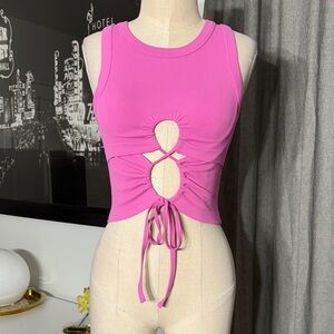 Chic Fuchsia Cut-Out Crop Top